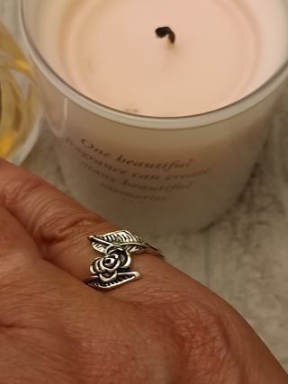 Anillo floral plata envejecida 