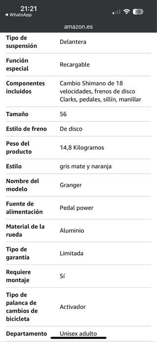 Bicicleta de Montaña VHEAD Granger Unisex. Nueva!!