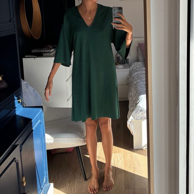 Vestido verde midi Zara punto