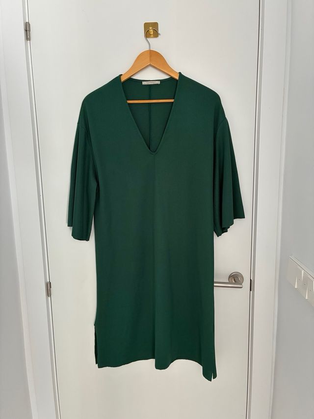 Vestido verde midi Zara punto