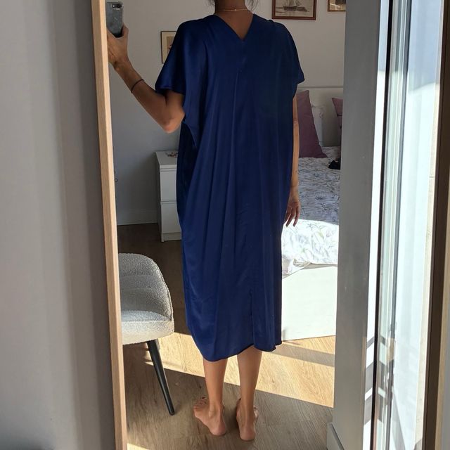 Vestido Midi Zara Azul Klein Satinado