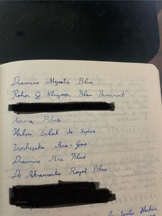 Muestras de Tinta para Pluma Estilográfica