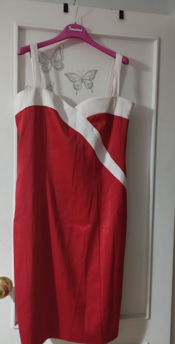 Vestido fiesta rojo y blanco