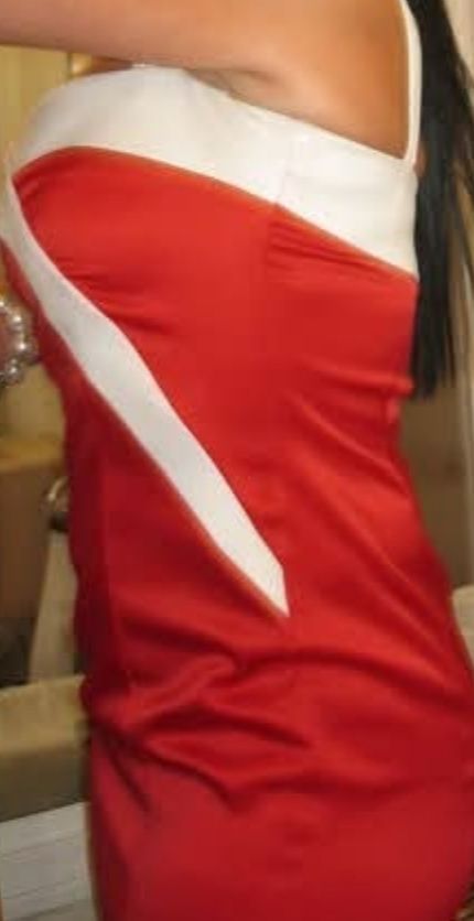 Vestido fiesta rojo y blanco