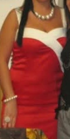 Vestido fiesta rojo y blanco