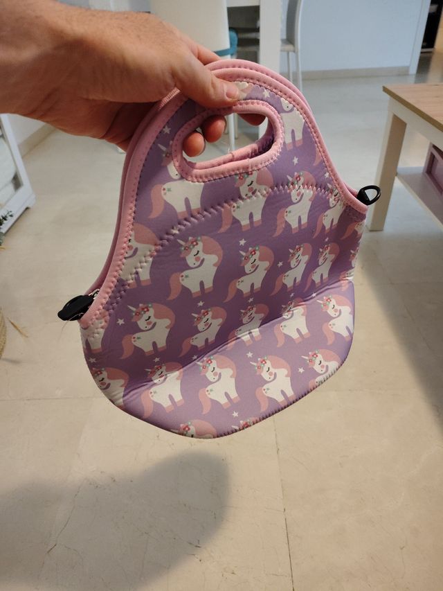 Bolso merienda unicornios morado