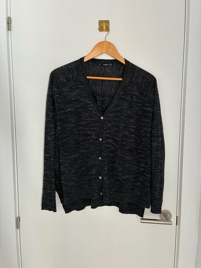 Chaqueta jaspeada negra Mango