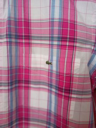 Camisa Lacoste cuadros rosa y blanco Talla M