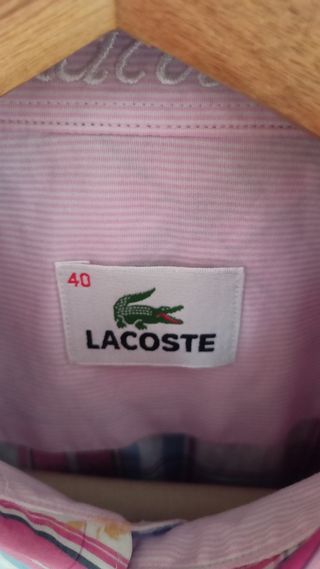 Camisa Lacoste cuadros rosa y blanco Talla M