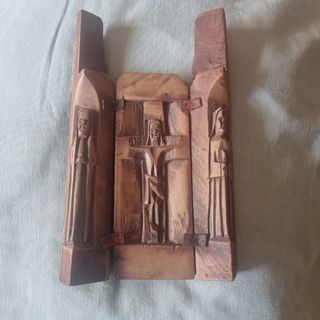 Tríptico madera tallada a mano