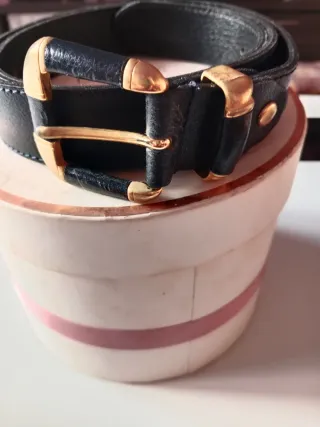 Cinturón unisex . Emilio Faraoni Negro Hebilla Dor