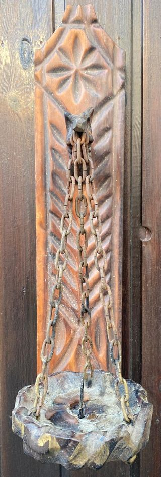 Portacandele vintage in legno e metallo