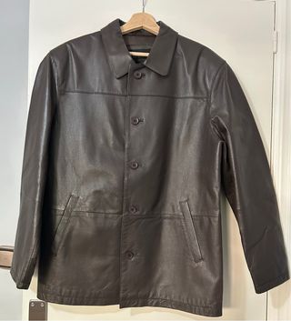 Chaqueta polipiel marrón vintage Talla 50, hombre.