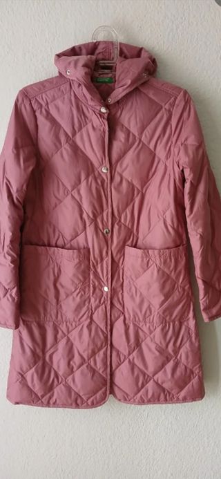 Chaquetón  largo  United Colors of Benetton rosa