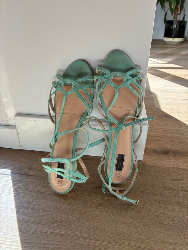 Sandalias El Corte Inglés verde agua Talla 41
