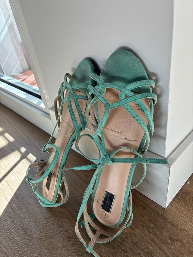 Sandalias El Corte Inglés verde agua Talla 41
