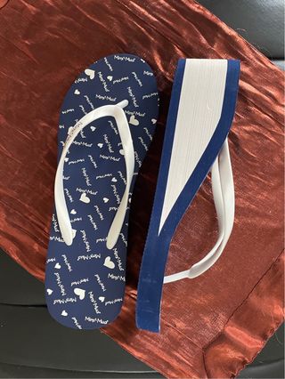 Chanclas Mimí-Muá N.39 Cuña Azul y Blanco