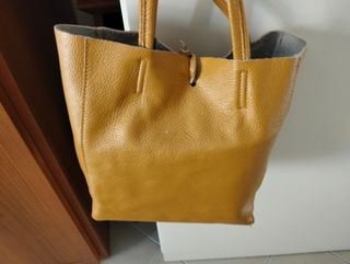 Borsa vera pelle artigianale gialla
