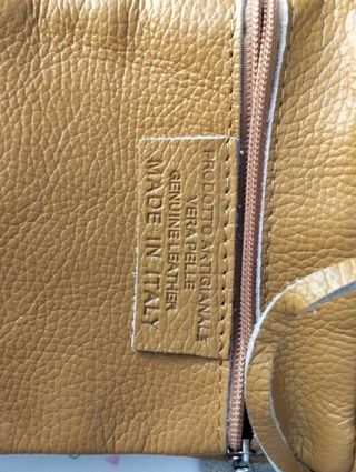 Borsa vera pelle artigianale gialla