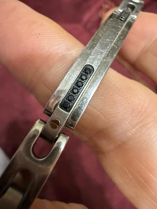 Bracciale Uomo Acciaio e Strass Neri