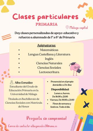 Clases particulares Primaria en Málaga