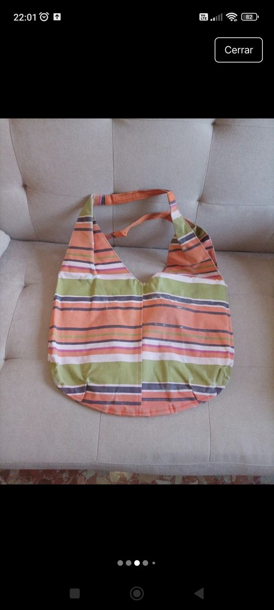 Bolso tote de rayas multicolor