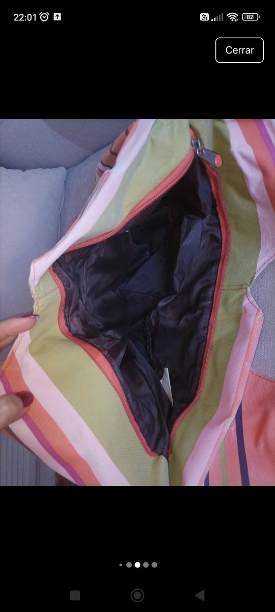 Bolso tote de rayas multicolor