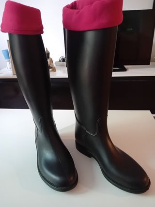 Botas de hípica para chica, con forro polar fucsia