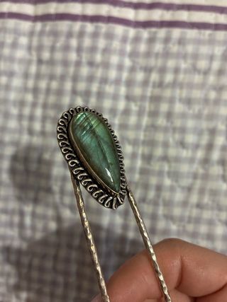 Aguja vintage para cabello con Labradorita