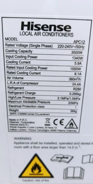 Aire Acondicionado Hisense APC-12 de 3010 Friorias