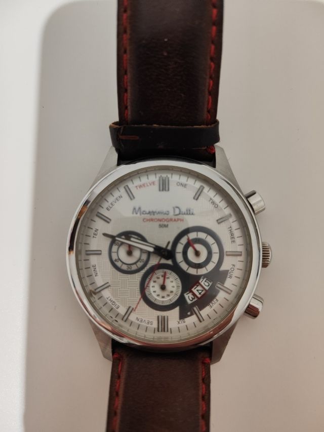 Reloj Massimo Dutti Piel Marrón y Plata