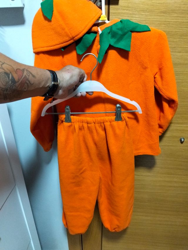 Traje de Abóbora para Crianças Tamanho 1-3 Anos