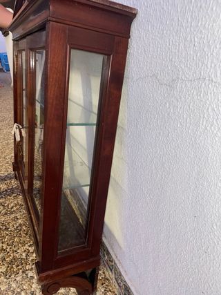 Vitrina de madera noble con puertas de cristal