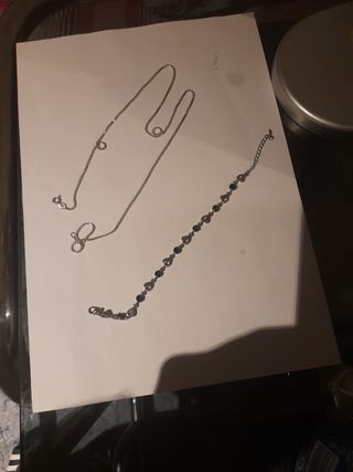 Conjunto collar y pulsera con corazones Se plata