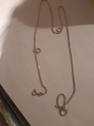 Conjunto collar y pulsera con corazones Se plata