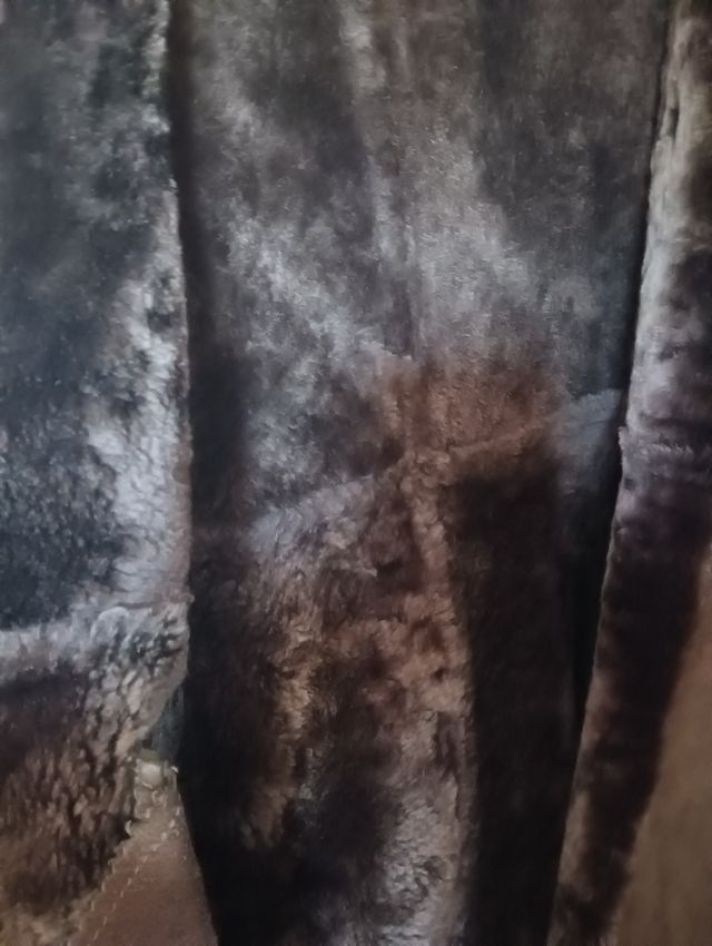 Abrigo de ante (piel vuelta)marrón con cinturón