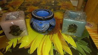 Portacenere e 2 candele marocchine da collezione