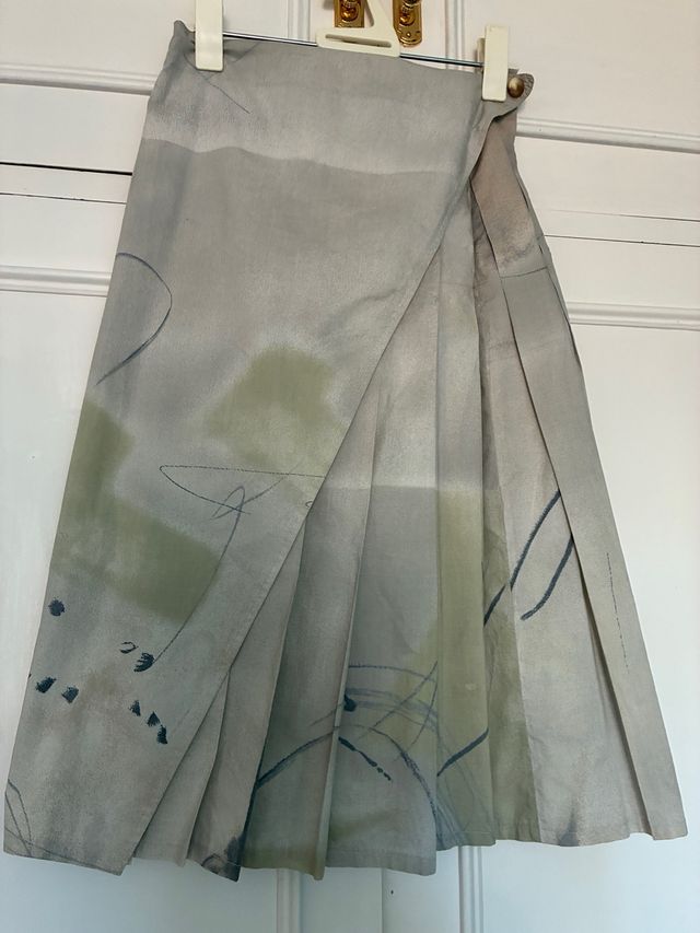 Falda midi de algodón estampada