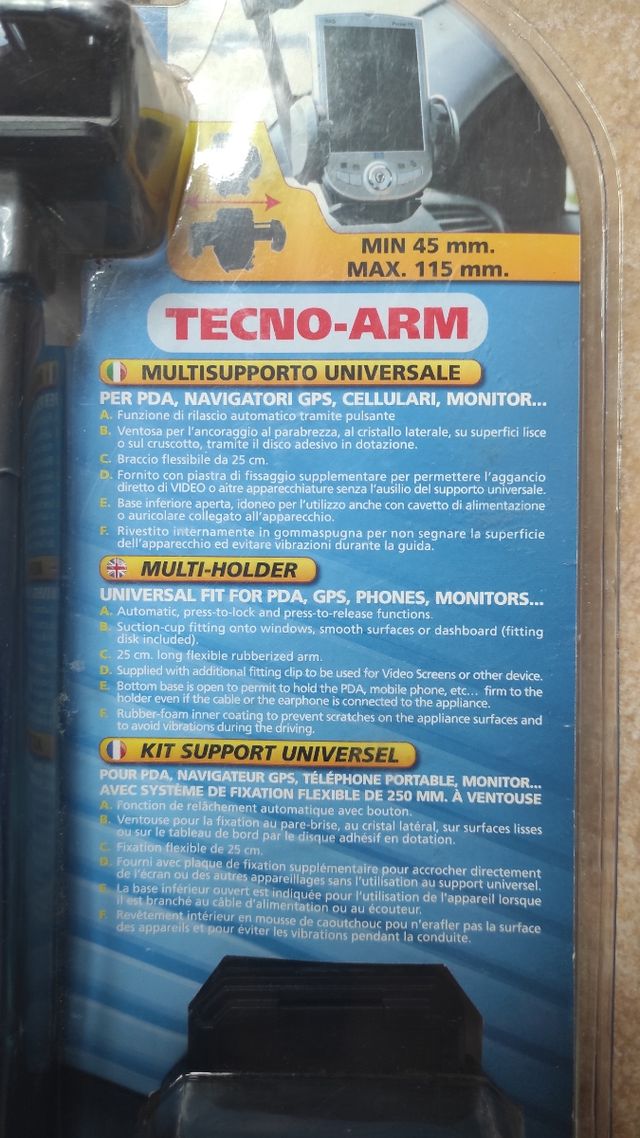 Supporto Auto TECNO-ARM per PDA, GPS, Cellulari