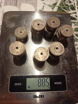 Lote 130 monedas 885gr 25 Céntimos 1937 75% cobre