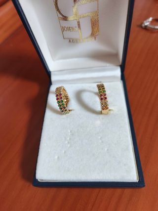 Pendientes Aro Oro Multicor Swarovski