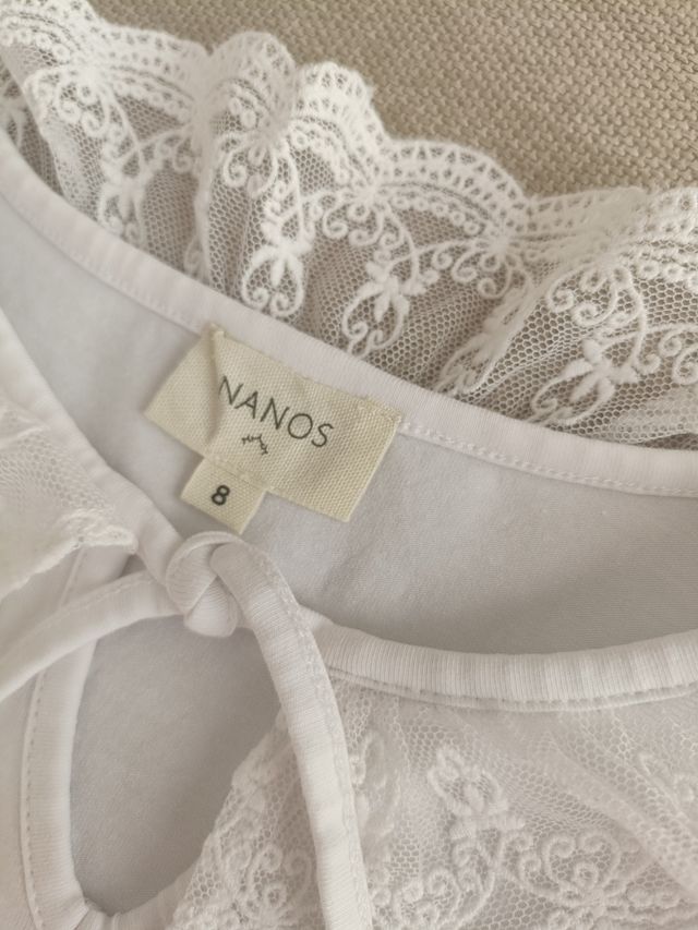 Camiseta Nanos Talla 8 Blanca Encaje