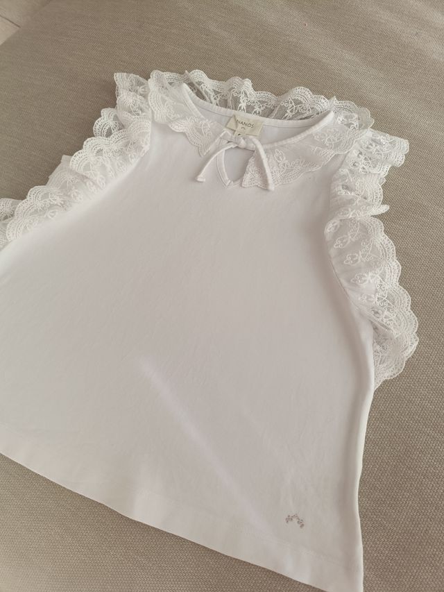 Camiseta Nanos Talla 8 Blanca Encaje