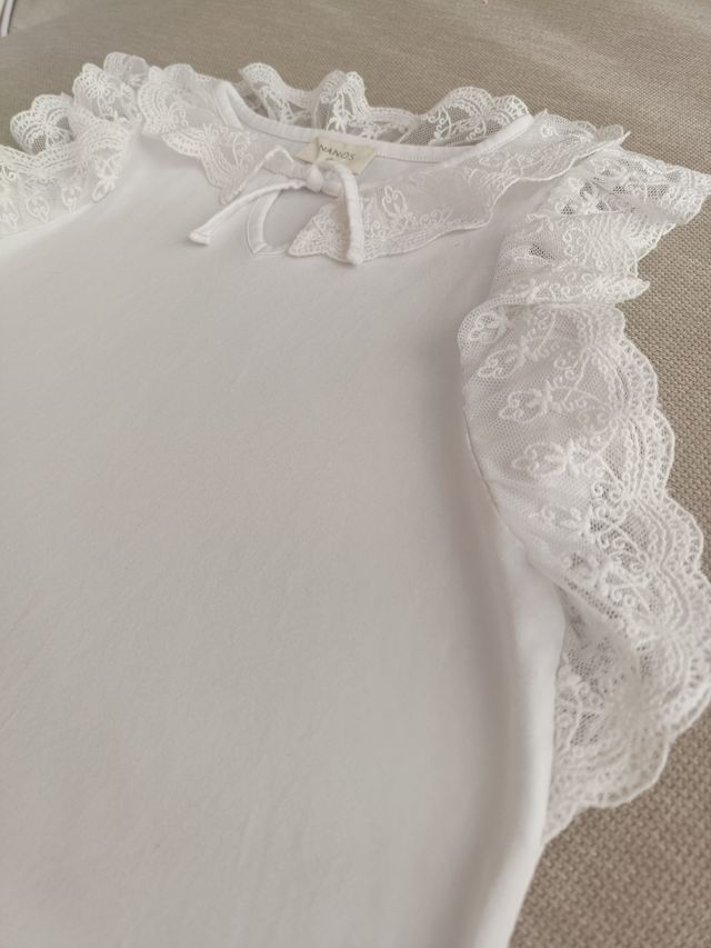 Camiseta Nanos Talla 8 Blanca Encaje