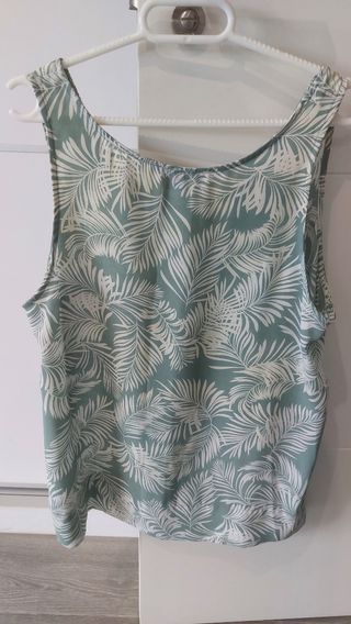 Blusa tirantes Primark verde estampado hojas