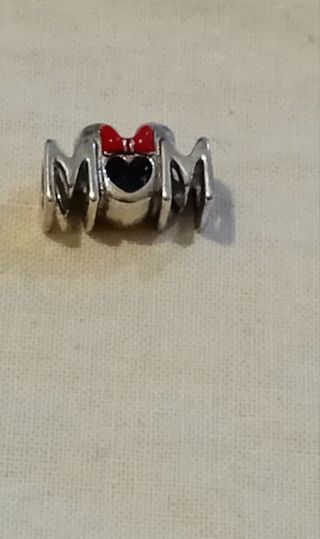 Charm Disney Minnie Lazo Madre Plata y Rojo
