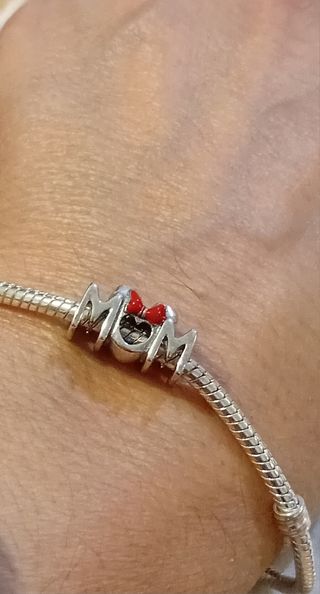 Charm Disney Minnie Lazo Madre Plata y Rojo