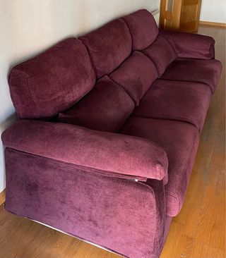 Sofá 3 plazas morado respaldo reclinable
