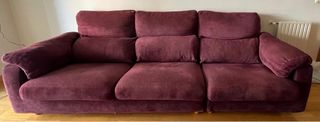 Sofá 3 plazas morado respaldo reclinable