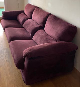 Sofá 3 plazas morado respaldo reclinable